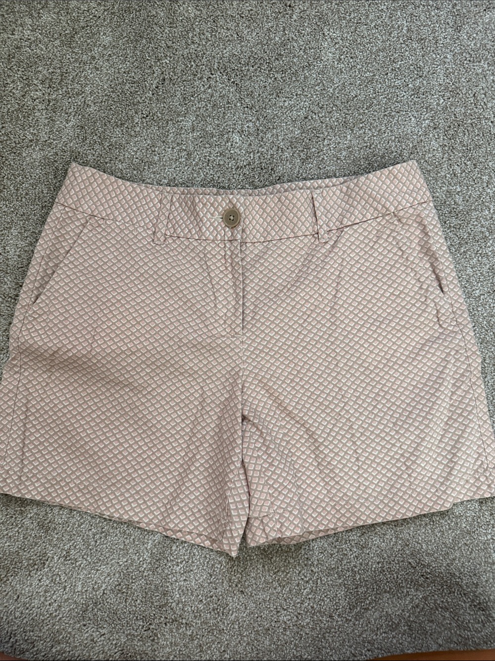 LOFT Blush Pink Textured Diamond-Print Shorts